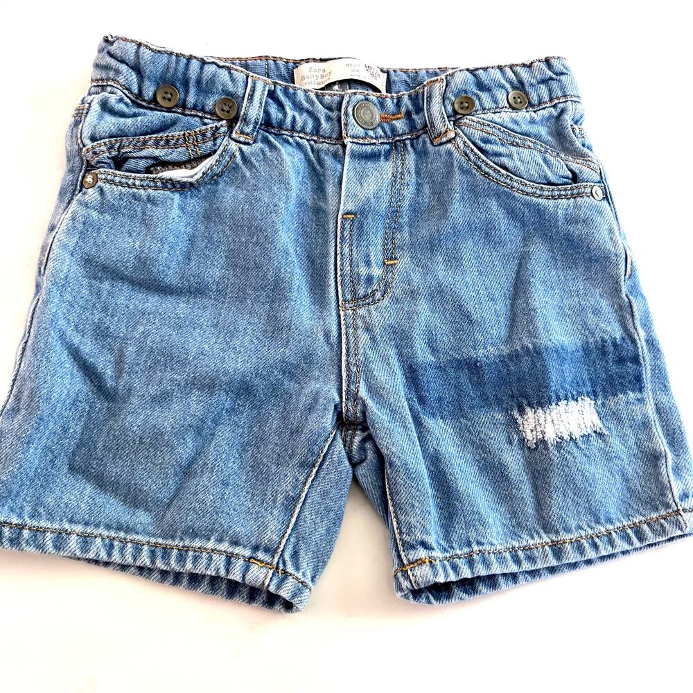 Zara boys denim distressed shorts size 18-24 months